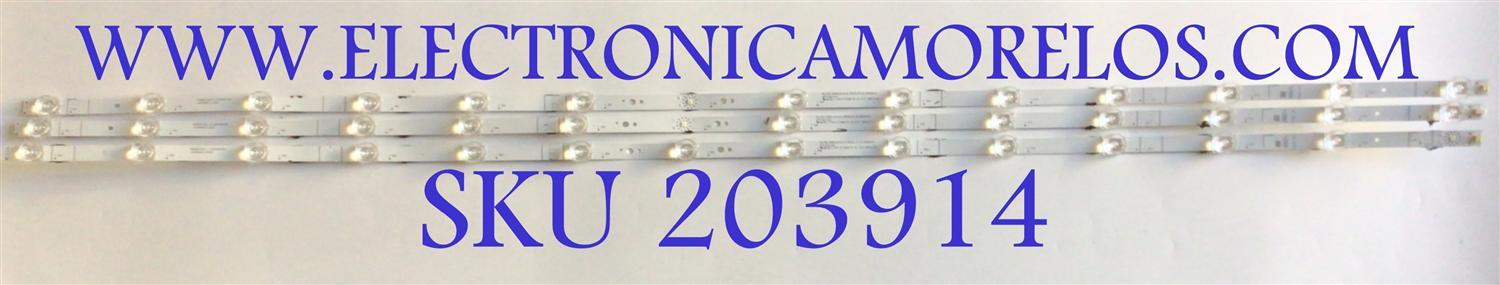 KIT DE LEDS PARA TV HISENSE ORIGINAL 3 PIEZAS / NUMERO DE PARTE SVH580A31 / 1279017 / HD580X1U93-L1 / 2022041901 / SVH580A31 / ZD_SSC_D580_3X14_01_TDE30_V3.10_20220419 / HIP7.820.259 / HD580X1U93-TAL5 / CV580U1-T01 REV:02 / MODELO 58R6E3